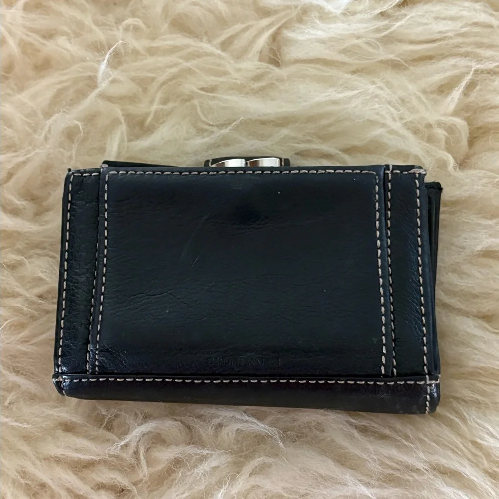 Black Leather Wallet with Stitching